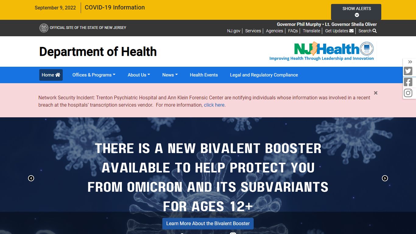 Department of Health for the State of New Jersey | Homepage